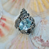 Size 7, Tidal Tower, Swiss Blue Topaz with Rainbows