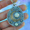 PENDANT Lunar Beach, Dreamscape, Creamsicle Crystal Druzy, Sterling and Fine Silver