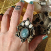 Size 8.5, Aquamarine and Opals