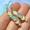 EARRINGS, Dreamscape, Faceted rainbow jelly opals, Sterling and Fine Silver