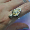 Size 10.5, Moon&Star ring, Golden Star Rutile Quartz, Sterling and Fine Silver
