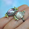 Size 5, Moon&Star sets, Amethyst and Champagne Moonstone, Sterling and Fine Silver