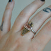 Size 8.5, Garden Nymph, Strawberry Imperial Topaz Ring, Sterling and Fine Silver and Brass