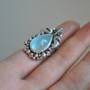 Size 5.5, Blue Waters, Seahorse Mermaid Ring, Blue Topaz, Sterling and Fine Silver