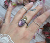Size 7.5 - Smoky Amethyst, Sterling and Fine Silver and Brass Ring