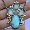 PENDANT, Celestial Emblem, Peruvian Blue Opal & Moonstones, 18" Chain