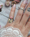 Size 4.5 - Rhodochrosite, Sterling and Fine Silver and Brass Ring
