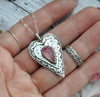 Valentine Pendant, Candy Tourmaline, Sterling and Fine Silver