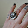 Custom Order!! GREY MOONSTONE, Stargazing Oracle Ring OR Necklace, Sterling and Fine Silver and Brass