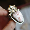 Size 11 - Peruvian Pink Opal, Sterling and Fine Silver and Brass Ring