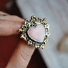 Size 9 - Peruvian Pink Opal, Sterling and Fine Silver and Brass Ring