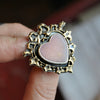 Size 9 - Peruvian Pink Opal, Sterling and Fine Silver and Brass Ring
