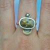 BLEMISHED, Size 8.25, Moon&Star ring, Golden Star Rutile Quartz, Sterling and Fine Silver
