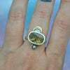 BLEMISHED, Size 8.25, Moon&Star ring, Golden Star Rutile Quartz, Sterling and Fine Silver