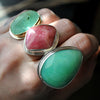 Size 6, Empress Rings, Emerald, Solid 14k Gold and Sterling Silver