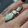 BLEMISHED: SIZE 6, Dreamscape, Opal/Moonstone/Tourmaline ring, Sterling and Fine Silver