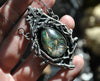 Pendant, Holy Sod, Superstions & Lore, Rutilated Quartz over Moss