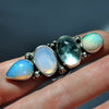 SIZE 6, Dreamscape, Opal/Topaz/Amethyst Ring, Sterling and Fine Silver