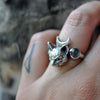 SIZE 7, Deluxe Moon Cat, with cat eye moonstones and silver moon
