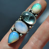 SIZE 6, Dreamscape, Opal/Topaz/Amethyst Ring, Sterling and Fine Silver