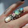 SIZE 7, Dreamscape, Opal/Moonstone/Tourmaline ring, Sterling and Fine Silver