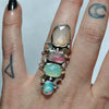 SIZE 7, Dreamscape, Opal/Moonstone/Tourmaline ring, Sterling and Fine Silver