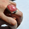 Size 7, Empress Rings, Rhodochrosite, Solid Sterling and Fine Silver