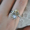 Size 9.5, Sweet Bloom, Vintage Glass, Sterling and Fine Silver and Brass