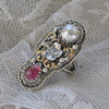 Size 6, Forget Me Not, Ring, Pearl and Pink Sapphire