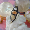 SIZE 7, Dreamscape, Moonstone/Sapphire/Opal Ring, Sterling and Fine Silver