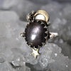 Size 7, Moon&Star Fortuna, Star Sapphire, Sterling and Fine Silver and Brass