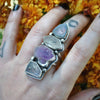 Size 7.25, Gemshow, Crystal Ring, Sterling and Fine Silver