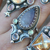 Size 8.5, Moon&Star deluxe SINGLE!, Hematite Quartz and Spinel and Prehnite, Sterling and Fine Silver and Brass
