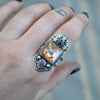 Size 10.25, Moon&Star deluxe SINGLE!, Citrine and Spinel, Sterling and Fine Silver and Brass