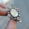 Size 5.25, Moon&Star deluxe SINGLE!, Helidor and Spinel, Sterling and Fine Silver and Brass