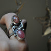 BLEMISHED, Size 9, Stargazing, Confetti Sunstone and Rhodochrosite, Sterling and Fine Silver