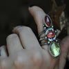 Size 9, Star Fire , Rhodochrosite and Golden Apatite, Sterling and Fine Silver