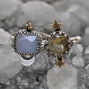 Size 10, Moon&Star sets, Rutilated Quartz and Opal Amethyst, Sterling and Fine Silver