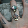 Size 6.5, Moon&Star sets, Tourmaline under Quartz and Pink Chalcedony, Sterling and Fine Silver