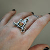 Size 7.75, October House, Candy Corn Ring, Sterling and Fine Silver
