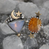Size 4.75, Moon&Star sets, Imperial Topaz and Opal Amethyst, Sterling and Fine Silver