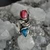 BLEMISHED, Size 6.5, Jewels of Fire & Water, Gemmy Rhodonite and Gemmy Apatite, Sterling and Fine Silver