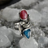 BLEMISHED, Size 6.5, Jewels of Fire & Water, Gemmy Rhodonite and Gemmy Apatite, Sterling and Fine Silver