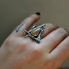 Size 5.75, October House, Candy Corn Ring, Sterling and Fine Silver