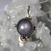 Pendant, Moon&Star Fortuna, Star Sapphire, Sterling and Fine Silver and Brass