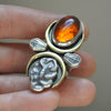 Size 5.5 - Gravedigger, Amber and Serpent, Sterling and Fine Silver Ring