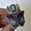 Size 7, Safe Passage, Amethyst, Sapphire, Sterling and Fine Silver