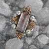 Size 5.5, Holy Crest, Natural Bi-Color Tourmaline, Sterling and Fine Silver and Brass