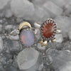 Size 8and8.25, Moon&Star sets, Opal Amethyst and Confetti Sunstone, Sterling and Fine Silver