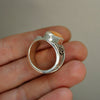 Size 7.5-8, Webbed magic, Fire Opal, Sterling and Fine Silver Ring